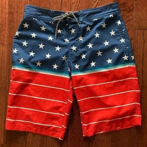 Goodfellow & Co Blue and Red Star-Patterned Board Shorts